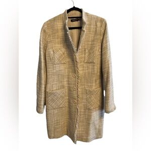 Patrizia Luca Milano Tan Beige Tweed Coat Womens Size 8 Medium